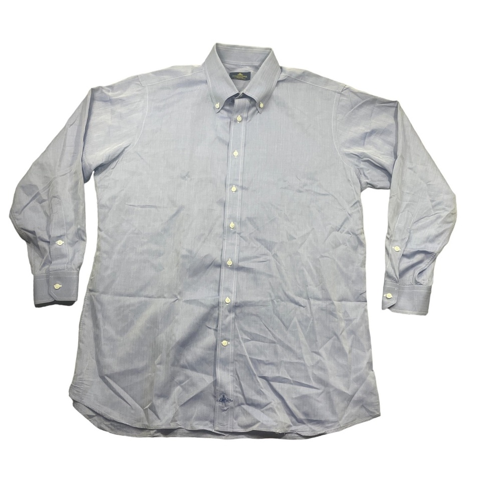 Holland & Sherry Blue Dress Shirt Bespoke Lgt Purple Translucent Pockets‎ (meas)